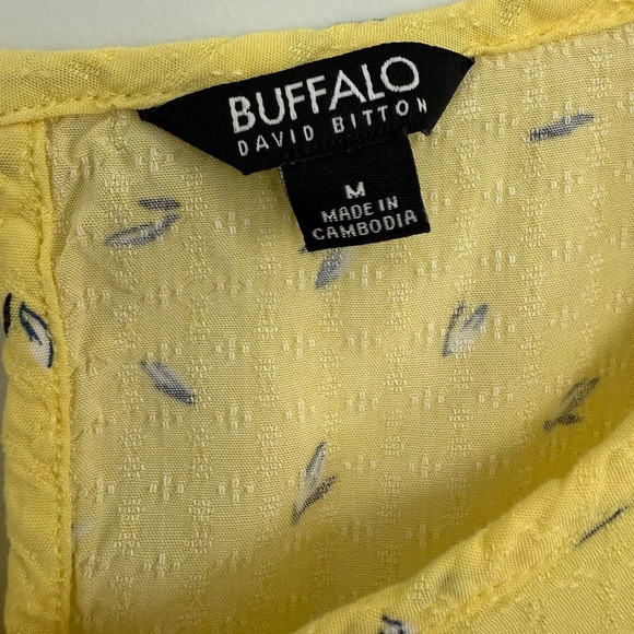 Buffalo David Bitton yellow tie front shirt top short sleeve - Picture 6 of 7